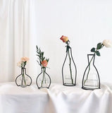 HULIANFU Nordic Flower Ornaments Home Party Decoration Vase Abstract Black Lines Minimalist Abstract Iron Vase Dried Flower Vase Racks