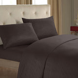HULIANFU Sheet Set 4 In 1 Fitted Bed Sheet Pillowcases Flat Bed Sheet Stripe Coverlet Ues for Hotel home ( No Filler/Quilt Cover Inside )
