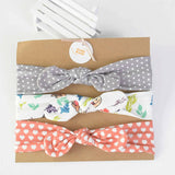 HULIANFU 3pcs Cotton Elastic Knot Headbands for Women Baby Girls Bow headband Baby Shower baptism Colorful Face Wash Hair accessories