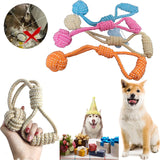 HULIANFU MZHQ 1 Solid color Cotton Rope Braided Labrador Training Molar Teeth Bite-Resistant Teeth Cleaning Dog Pet Toy Ball Dog Supplies