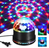 HULIANFU Sound Activated Rotating Disco Ball Party Light 6W RGB LED Stage Lights Projector Lamp for Christmas Wedding Festival Decoration