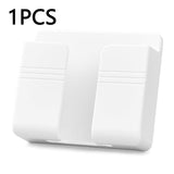 HULIANFU Punch Free Wall Mounted Organizer Storage Box Remote Control Mounted Mobile Phone Plug Wall Holder Charging Multifunction hook