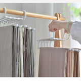HULIANFU Stainless Steel Hangers Storage Tie Clips Multi-function 5 Layers Clothes Pants Rack Jeans Drying Rack Double Hooks Save Space