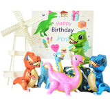 HULIANFU Large 4D Walking Dinosaur Foil Balloons Jungle Animal Boys Birthday Party Decors Jurassic  Standind Dragon Kids Toys Air Globos