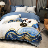HULIANFU Marble printed Duvet cover Modern Art Abstract 1000TC Egyptian Cotton Soft Bedding Sets 1Duvet Cover+1Bed Sheet+2Pillow Shams