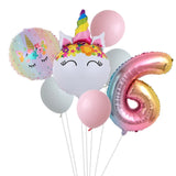 HULIANFU Rainbow Unicorn Balloon Number Foil Globos 1 2 3 4 Years Old Birthday Party Decoration Kid Unicorn Theme Party Wedding Balls Toy