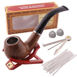 HULIANFU Resin Smoking Tobacco Pipe Set Classic Wooden  Herb Grinder Pipe Smoking Chimney Filter Gift for Smoke Accessories