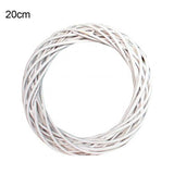 HULIANFU White Garland Wicker Round Design Christmas Tree Rattan Wreath   Ornament Vine Ring Decoration Home Party Hanging Flower Craft