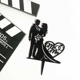 HULIANFU Wedding Cake Topper Acrylic Bride to be Cake Decorations Mariage Anniversary Birthday Party Baking Dessert Cake Top Flag Cupcake