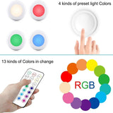 HULIANFU LED Puck Light Remote Control Dimmable Wireless Touch Sensor Battery Operated Portable Kitchen Hallway Closet Cabinet Night Lamp