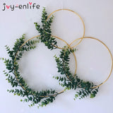 HULIANFU Wedding Decoration 10-40cm Rattan Wreath Metal Hoop Wreath Decor Floral Hoop Christmas Decor for Home Hanging Artificial Flower