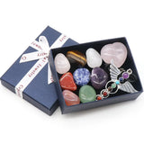 HULIANFU Natural Stone Crystal Gemstone Chakras Healing Quartz Mineral Ornament Home Decoration High Quality Gifts Box 14/10/8/7 PCS/Set