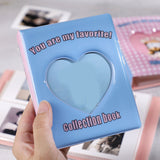 HULIANFU Kpop Card Binder 3inch Photo Album Hollow Love Heart Model Photocard Holder Plaid Album Instax Mini Album For Cards Collect Book