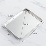 HULIANFU Stainless Steel Food Storage Trays Rectangle Steamed Sausage Fruit Pans Water Bread Kitchen Baking Shallow Dish Serving Plate