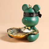 HULIANFU Violent bear statue Tidy Bear Statue With Metal Tray Storage Keys, Candy, Friut Home Ornaments Decoration Table Room Decorations