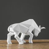HULIANFU Resin Bull Sculpture Bull Statue Animal Nordic Decoration Home Decor Tabletop Statues Bulls Figurines Office Cabinet Bookshelf