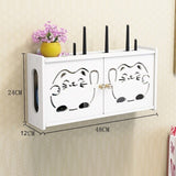 HULIANFU Large Wireless Wifi Router Storage Box PVC Density Panel Shelf Wall Hanging Board Bracket Cable  Organizer Home Decor