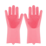 HULIANFU Silicone Dishwashing Cleaning Glove Magic Scrubber Sponge Rubber Glove for Washing Dish Kitchen Car Bathroom Pet Brush Cleaner