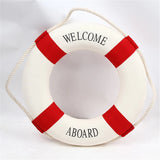 HULIANFU Nautical Style Welcome Decorative Red Blue Life Buoy Home Marine Beach Wall Decoration Life Buoy Crafts Living Room Decoration
