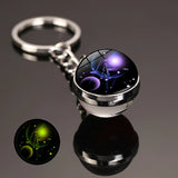 HULIANFU New 12 Constellation key ring Starry Sky Luminous Keychain Time Stone Glass Ball Key Chain Accessories Pendant Key Chain Gifts
