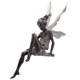 HULIANFU Tudor And Turek Resin Sitting Fairy Statue Garden Ornament Porch Sculpture Yard Craft Landscaping for Home Garden Decoration
