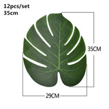 HULIANFU Tropical Palm Leaves Summer Monstera Artificial Silk Turtle Leaves For Home Hawaiian Luau Beach Wedding Party Decor Fake Plants