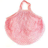 HULIANFU Portable Reusable Grocery Bags Fruit Vegetable Bag Washable Cotton Mesh String Organic Organizer Handbag Short Handle Net Tote