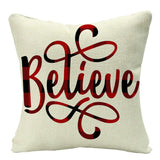 HULIANFU Linen Red Scottish Plaid Christmas Cushions Case Reindeer Trees Snowflakes Print Christmas Decorative Pillows for Sofa Couch Bed