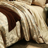 HULIANFU Luxury Jacquard Bedding Set King Size Duvet Cover Quilt Set Queen Comforter Bed Gold Quilt Cover High Quality For Adults
