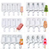 HULIANFU Silicone Ice Cream Mold DIY Homemade Popsicle Moulds Freezer 4 Cell Small Size Ice Cube Tray Popsicle Barrel Makers Baking Tools