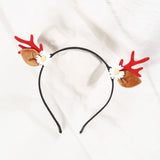 HULIANFU 2023 Christmas Headband Reindeer Antlers Horn Flower Hair Band Clasp Headwear for Kids Adult New Year Navidad Party Halloween Cosplay