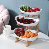 HULIANFU Table Plates For Serving Plates Dinnerware Wooden Partitioned Dish Snack Candy Cake Stand Bowl Food Fruit Plates Set Tableware