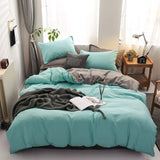 HULIANFU Nordic Double Color Bedding Set Single Queen King Duver Cover Set 240x220 Bed Sheet Bed Linen Pillowcase Gray Pink Quilt Covers