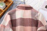 Hulianfu Spring New Women Big Plaid Full Sleeve Thick Warm Woolen Shirt Jacket Winter Oversize Tops Stylish Girl Casual Outwear T0N444T