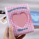 HULIANFU Kpop Card Binder 3inch Photo Album Hollow Love Heart Model Photocard Holder Plaid Album Instax Mini Album For Cards Collect Book