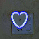 HULIANFU LED Night Light Mini Light Sensor Control 110V 220V EU US Plug Nightlight Lamp for Children Kids Living Roon Hearts Lights