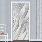 HULIANFU  PVC Self-Adhesive Waterproof Door Sticker Modern 3D Abstract Line Mural Wallpaper Living Room Study Home Decor Art Door Poster