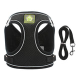 HULIANFU Nylon Mesh Puppy Cat Harnesses Vest Reflective Dog Harness and Leash Set for Chihuahua Pug Small Medium  Walking Lead Leash