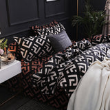 HULIANFU Luxury Black Bedding Set Queen King SIngle Full Size Polyester Bed Linen Duvet Cover Set Modern Bird Plaid Anime With Pillowcase