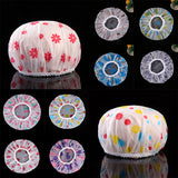 HULIANFU Shower Cap Waterproof High Quality Hair Salon Elastic Thicken For Women Bath Hat Bathroom Products Heart Bow Printed Bathing Hat