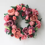 HULIANFU Peony simulated garland Rattan ring decoration Photography props Wedding wreath Flower home door Decoration