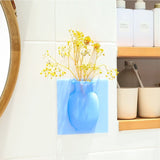 HULIANFU Silicone Sticky Wall   Plant Vases Container Decorations Leaves Body Accessories Outdoor Handmade Pots Soft Bottle Flowers