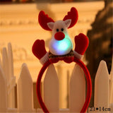 HULIANFU 2023 Christmas Headband with Flashlight Christmas Decorations Gifts Hair Clips Antler Headbands New Year Decoration Santa Headband