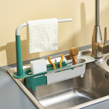 HULIANFU Telescopic Sink Shelf Kitchen Sinks Organizer Soap Sponge Holder Sink Drain Rack Storage Basket Kitchen Gadgets Accessories Tool