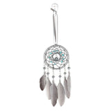 HULIANFU Mini Car Dream Catcher Beaded Natural Feathers Handcraft Chic Hanging Ornaments Mirror Room Bedroom Wall Decor