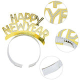 HULIANFU 2023 3pcs Happy New Year Headband Glitter Gold Silver Hairbands Photo Props For New Year Eve Christmas Party Hair Hoop Accessories