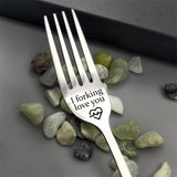 HULIANFU Valentine  Day Couple Fork Gift for Wife Husband Family Tableware Stainless Steel Boyfriend Presents Wedding Gifts for Guests