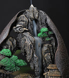 HULIANFU Mountain River Waterfall Incense Burner Creative Home Decor Incense Holder Portable Resin Smoke Backflow Censer Handicrafts