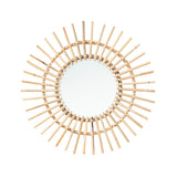 HULIANFU Rattan Innovative Art Decor Round Makeup Mirror Dressing Bathroom Wall Hanging Mirror Nordic Wall Hanging Makeup Mirror