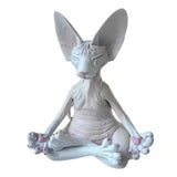 HULIANFU New Cat Figurine Sphynx Meditation Statue Yoga Animal Cat Meditate Art Sculpture Micro Decoration Garden Home Office Ornament
